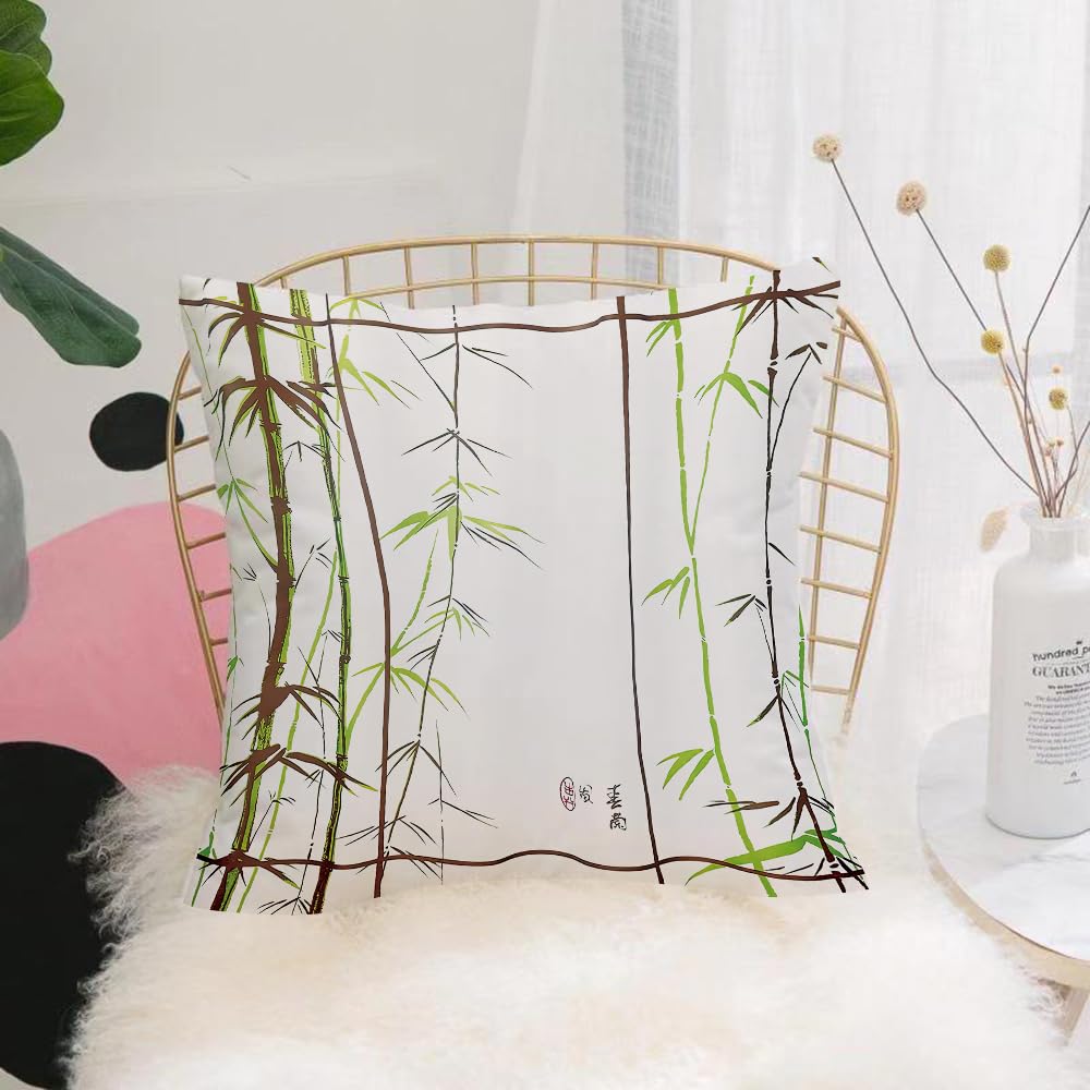HYOSXW Cushion Cover,Throw Pillow Case Home Decorative for Living Room Bedroom Sofa Chair 16X16 Inch,A bamboo branch scene in the style of Chinese ink painting,Pillowcase 40X40cm