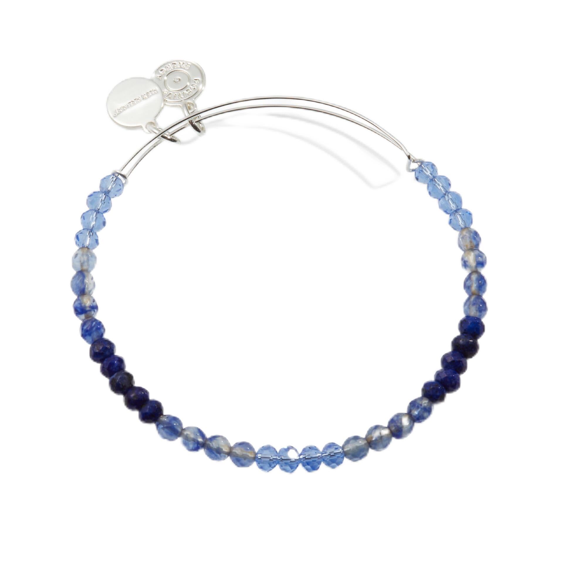 Alex And Ani Ombre Faceted Stone Beaded Charm Bangle Purple