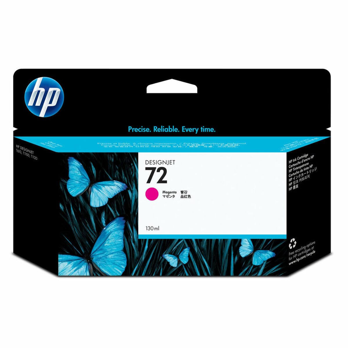 HP 72 Magenta 130 ml Original Druckerpatrone (C9372A) mit originaler HP Tinte für T2300 eMFP, T1300, T1200, T1120, T1100, T1100 MFP, T795, T790, T770, T620, T610 & T600 Großformatdrucker