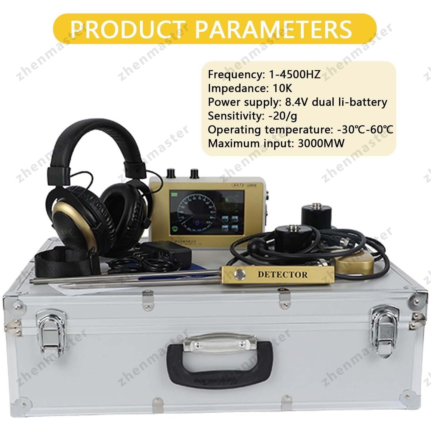 Detector De Fugas De Agua Profesional con Sensor Geofónico F-999A, Detección 4M, Pantalla Táctil, Frecuencia 1-4500Hz, Ideal para Tuberías Subterráneas Y Mantenimiento Urbano