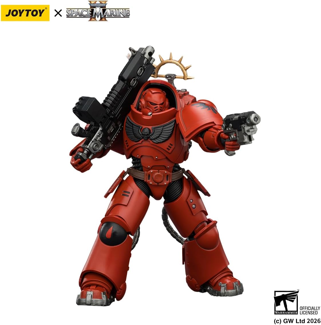 JOYTOY Blood Angels Warhammer 40K 1/18 Action Figures Game Edition Blood Angels Heavy Intercessor with Heavy Bolt Rifle and Bolt Pistol Collectible Model 5-Inch
