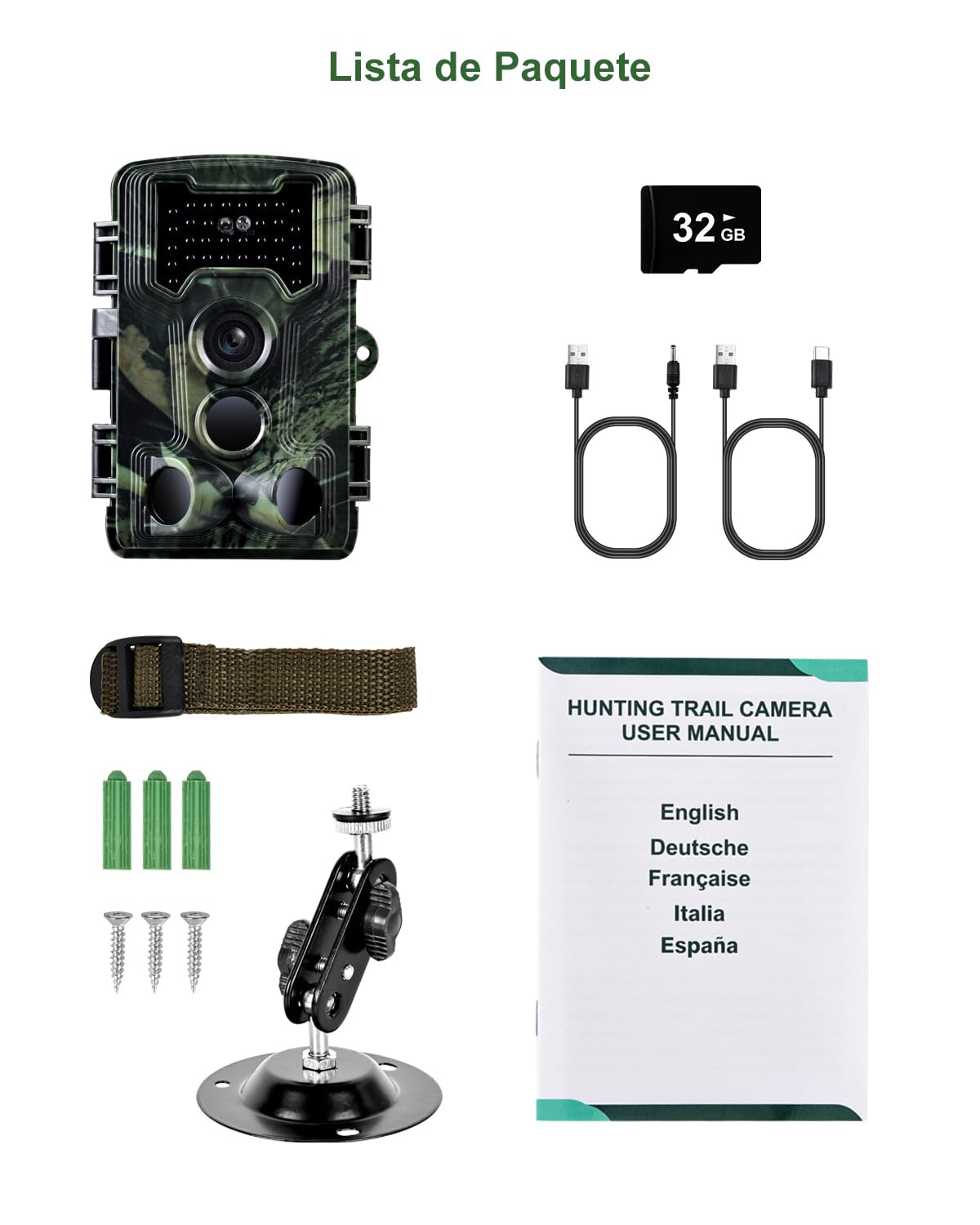 Cámara de Caza 2,7K 58MP, Camara Fototrampeo con Tarjeta 32G, 120° Cámaras de Caza Vision Nocturna Sin Brillo Invisible 0,1s Trampa Fotográfica Impermeable IP66 para Observación de Vida Silvestre