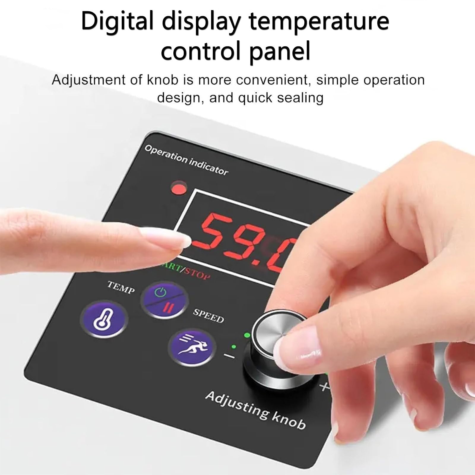 Máquina automática de sellado al vacío con control digital de temperatura, sellador térmico ajustable de 50.0 a 200.0 °C para bolsas de plástico y aluminio, para conservación de alimentos