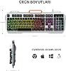 Lecoo KB123 USB Wired Gaming Keyboard - Quiet with Rainbow Effect, Mechanical Feeling, Membrane Gaming Turkish Q Keyboard Metallic Grey