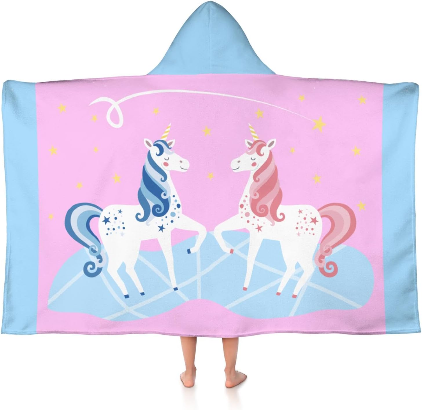 Thickened Hooded Towels for Kids Suitable Girls Boys Kids Bath Towels, 35"x60" Super Absorbent, Lucky Unicorn Cute Cartoon Toddler Towels Multi-Purpose for Beach, Pool and Bathroom