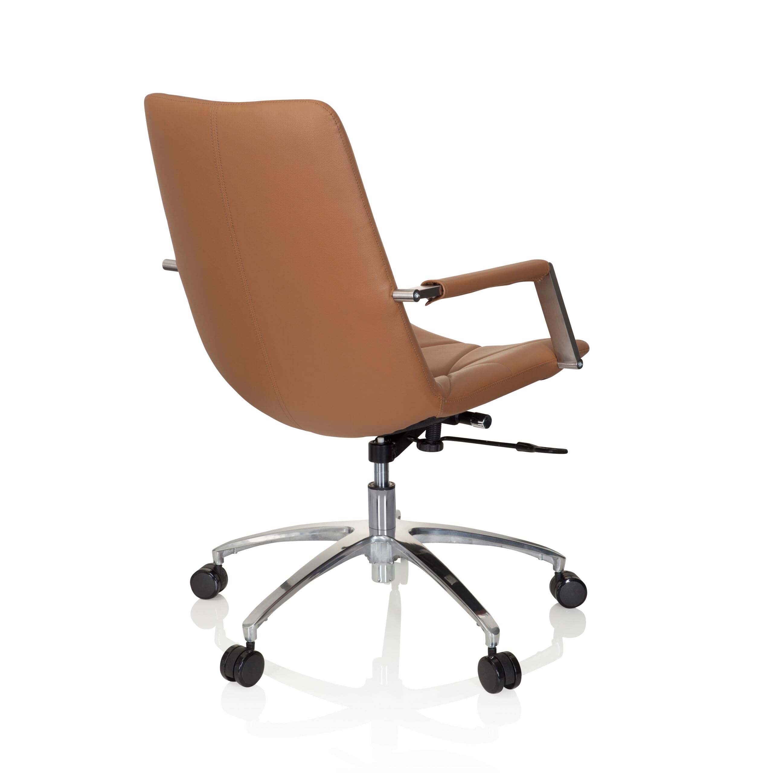 hjh OFFICE 670980 Drehstuhl SARANTO II PU Braun Sessel im Retro-Look mit Rollen, höhenverstellbar, Kunstlederbezug