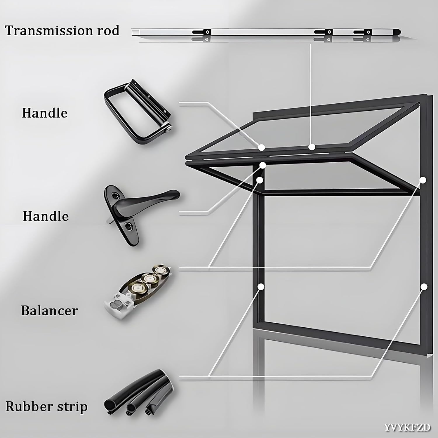 YVYKFZD Concession Window for Food Truck, Aluminum Alloy Manual Sliding Windows, Vertical Serving Window with 5MM Reinforced Glass, Flush Mount Upper Lower Folding Window(30x16in/76x41cm)