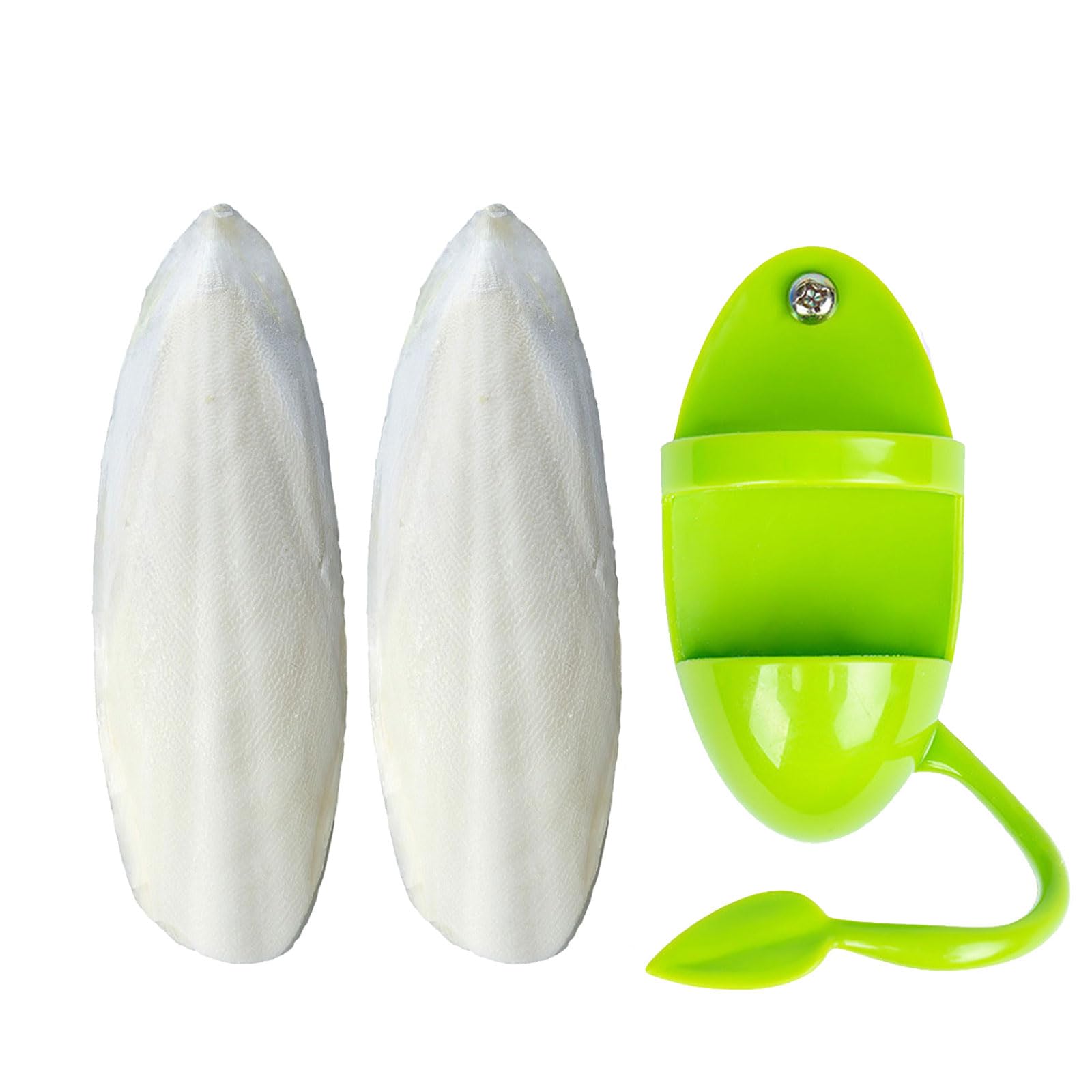 Mivofun 2 Pack Cuttlebone with 3 in 1 Food Holder, Natural Cuddle Bones for All Pet Birds Cockatiels Parakeets Budgies Finches(5.5~6 Inch, Midium Size)