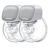 S9 Wearable Breast Pump, Hands Free Breast Pump, Portable Electric Breast Pump with 2 Mode & 5 Levels, Painless Breastfeeding Breastpump Can Be Worn in Bra, 24mm Grey,2 Count (Pack of 1)