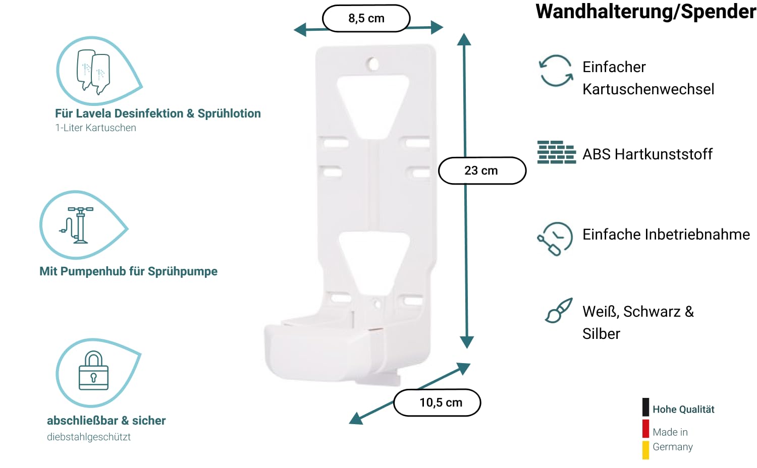 Lavela WC-Sitzreiniger SET 12.000 Anwendungen | 2 Spender + 6 Kartuschen à 1 Liter, 12.000 Anwendungen & Made in Germany
