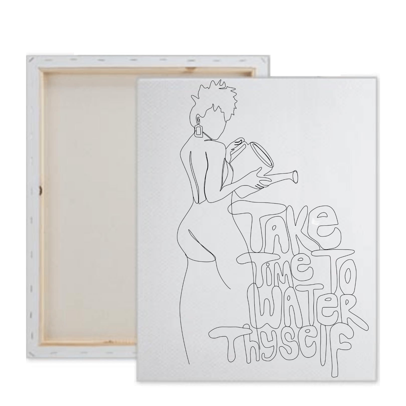 Pre Drawn Canvas WATER THYSELF Paint Kit | Adult & Teen Sip and Paint Party Favor | DIY Date Night Couple Activity (M 12X16 CANVAS ONLY)