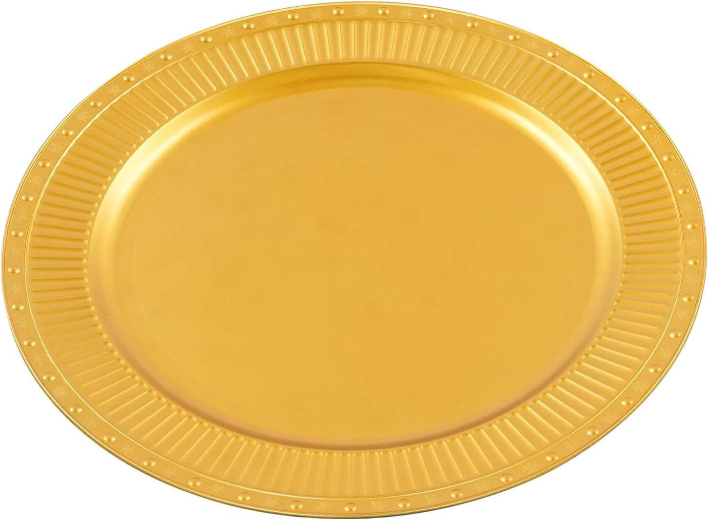 13in Antique Charger Plates,100 Pcs Vintage Round Plastic Decorative Round, Reusable Antique Charger Plates for Dinner Wedding Party Table Setting Decoration, Gold