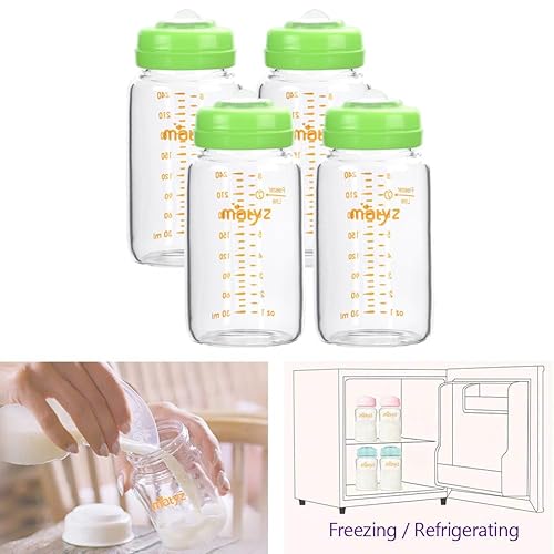 Miniatura 7 de Botellas de vidrio para almacenamiento de leche materna, paquete de 6, 8 onzas, compatibles con extractor de leche Spectra Medela, juego de botellas