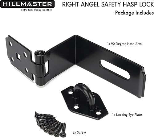 Miniatura 5 de Cerrojo de puerta de 90 grados, 7-34 pulgadas extra grueso de acero resistente, cerradura de puerta de seguridad, cierre de candado, cierre de