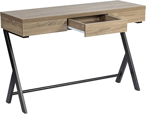 FurnitureR Escritorio de madera para computadora de 45.7 pulgadas con cajón de almacenamiento, escritorio contemporáneo con patas de metal para disponible en Yaxa Peru