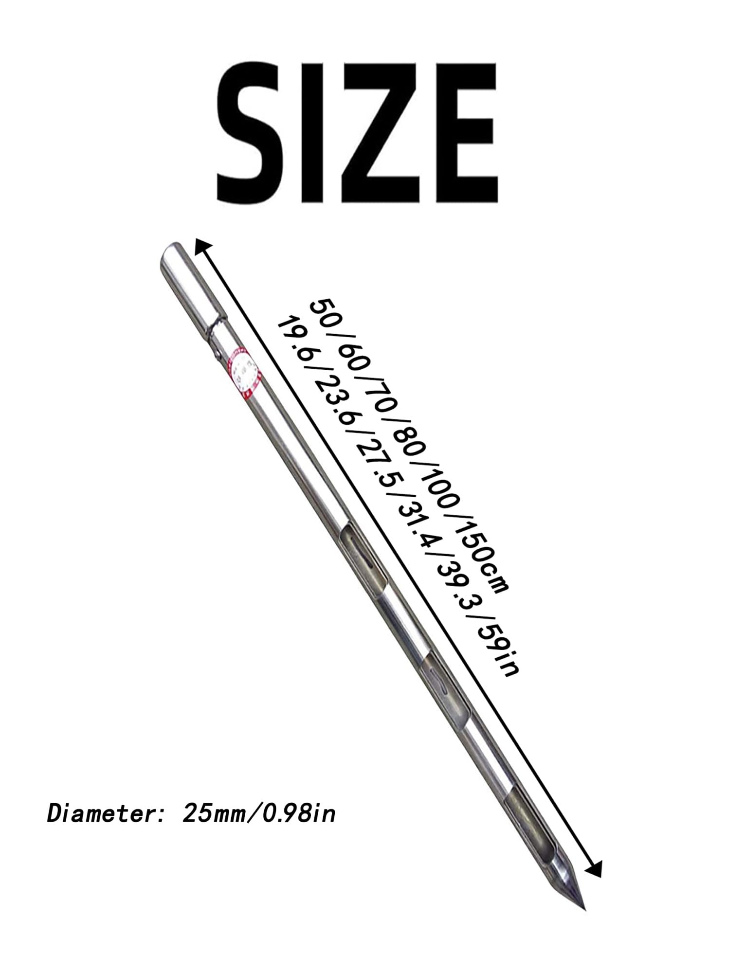 Sonde d'échantillonnage de Grains, Sonde d'échantillonnage de Grains en Acier Inoxydable for blé, Riz, maïs, Poudre métallique, Paquet de 5 Tailles 50-150 cm(50cm/1.6ft)
