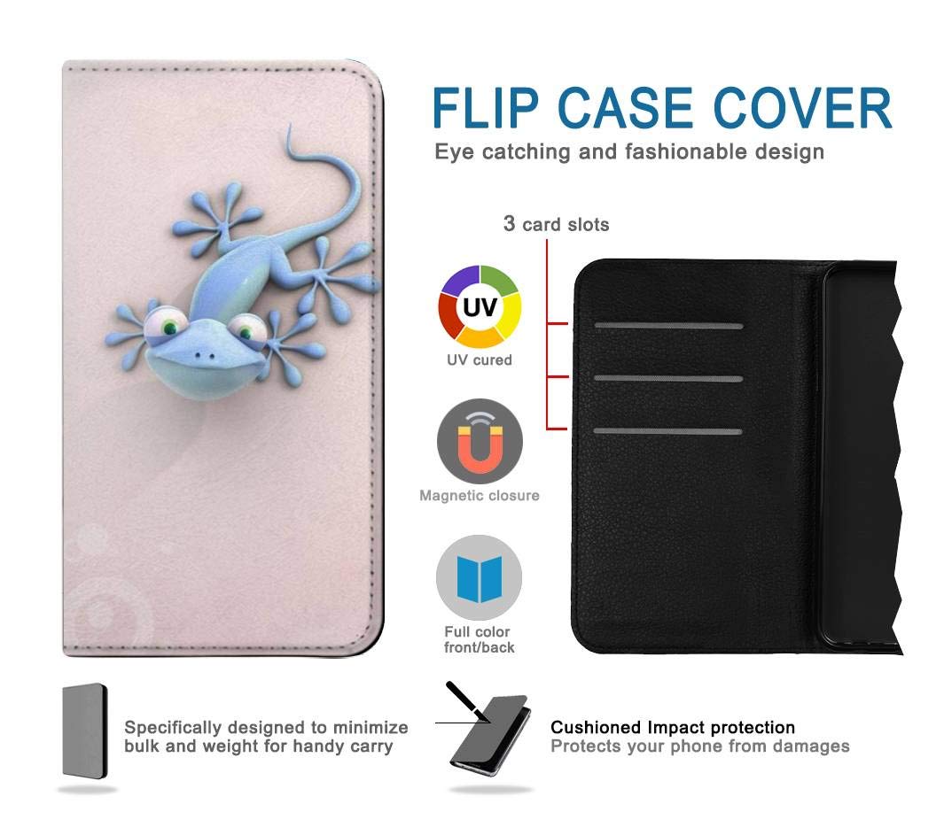 Custodia Flip In Similpelle Per IPhone 11 Pro Max Con Cartellino Personalizzato - Funny Gecko Lizard, Protezione Antiurto Con Slot Porta Carte