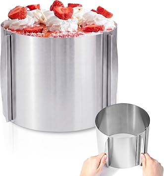 Hushee 5.9 Inch High Adjustable Cake Ring 6 to 12 inch Adjustable Cake Mold Baking Rings Kit Round Stainless Steel Bakeware Tools with Scaling for Mousse Baking Dessert Making