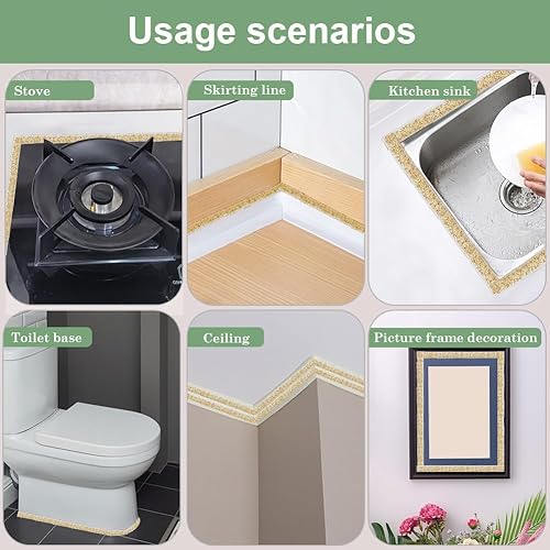 Miniatura 5 de GORGECRAFT Cinta adhesiva para azulejos de cerámica de 6.56 yardas, tira de calafateo autoadhesiva de 0.8 pulgadas, impermeable, cinta de sellado