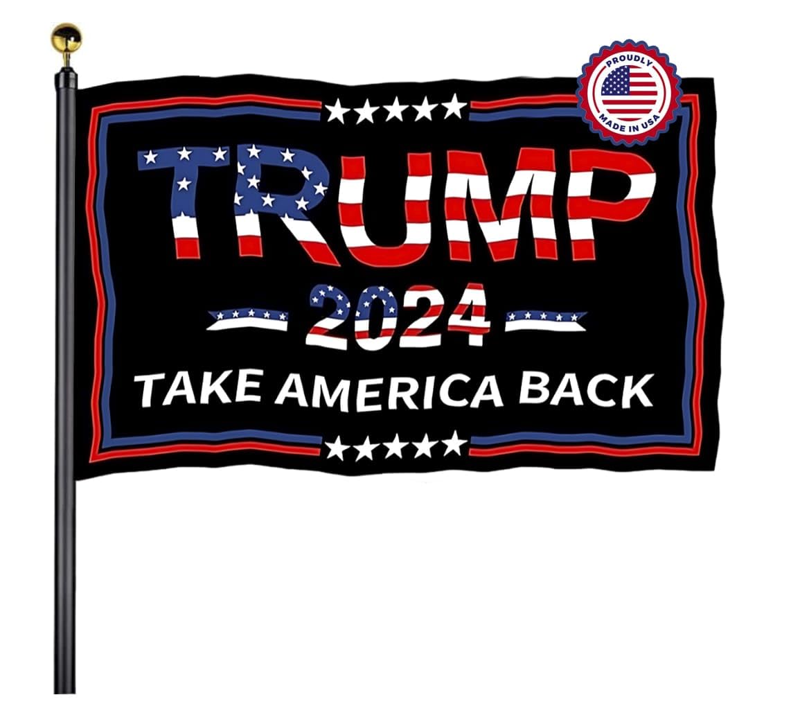 Trump 2024 Flag – Take America Back – 3x5 Ft Heavy-Duty Polyester, Weather & UV Resistant – Fade-Proof Outdoor/Indoor Flag with Brass Grommets