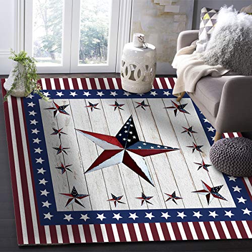 Lbdecor 3X5Ft Large Area Rugs For Living Room, Rustic Wood American Flag Collection Area Runner Rugs Non Slip Bedroom Carpets Hallways Rug, Outdoor Indoor Nursery Rugs Décor, Us Independence Day #TOP5