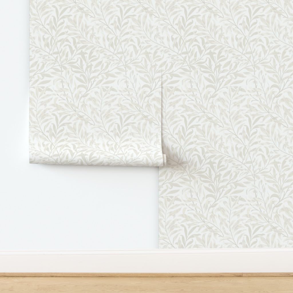 Peel & Stick Wallpaper Swatch - Neutral Willow,William Morris,Floral Vintage,Arts and Crafts,Historical,English Cottage,Victorian Custom Removable Wallpaper by Spoonflower