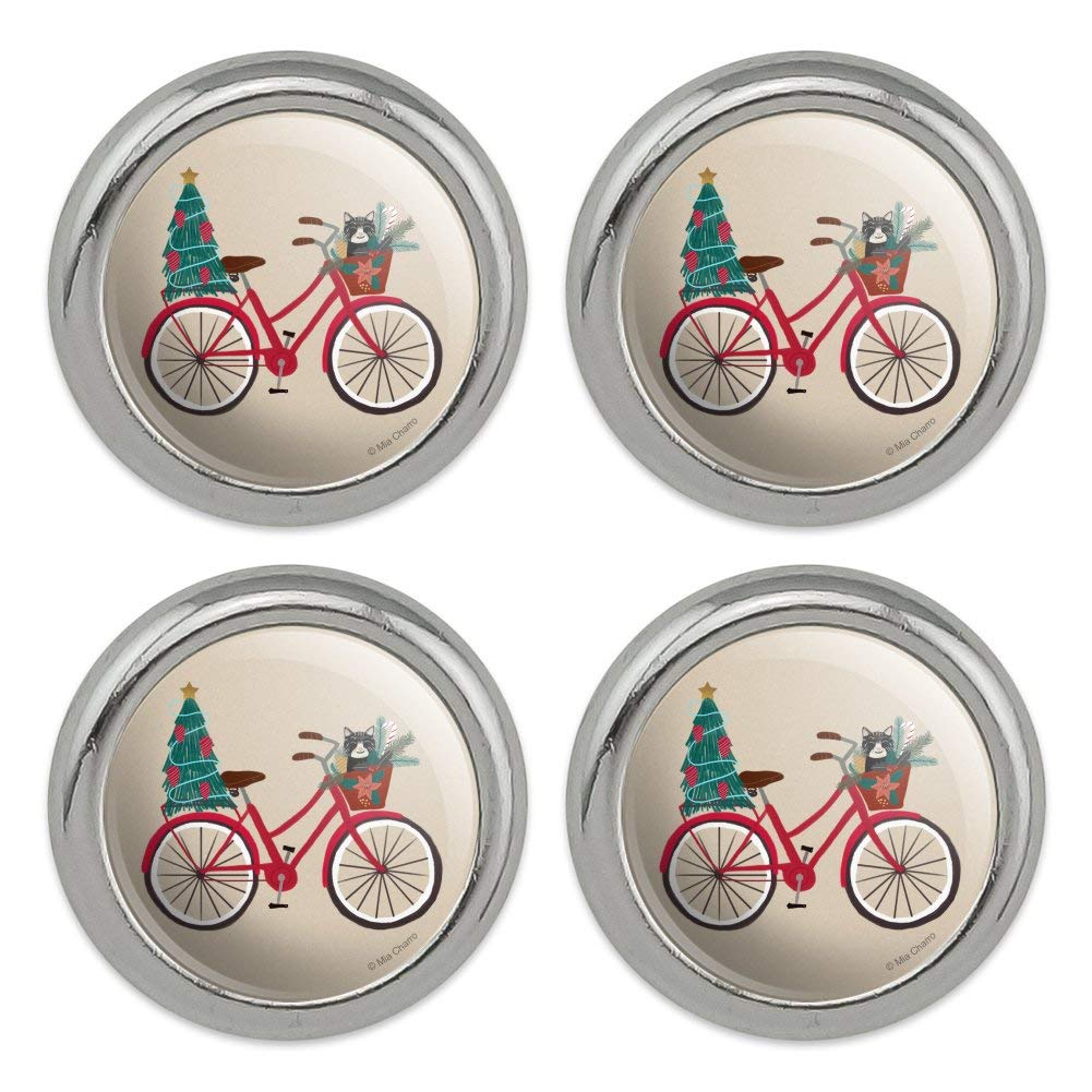 GRAPHICS & MOREChristmas Bicycle Bike and Cat in Basket Metal Craft Sewing Novelty Buttons - Set of 4