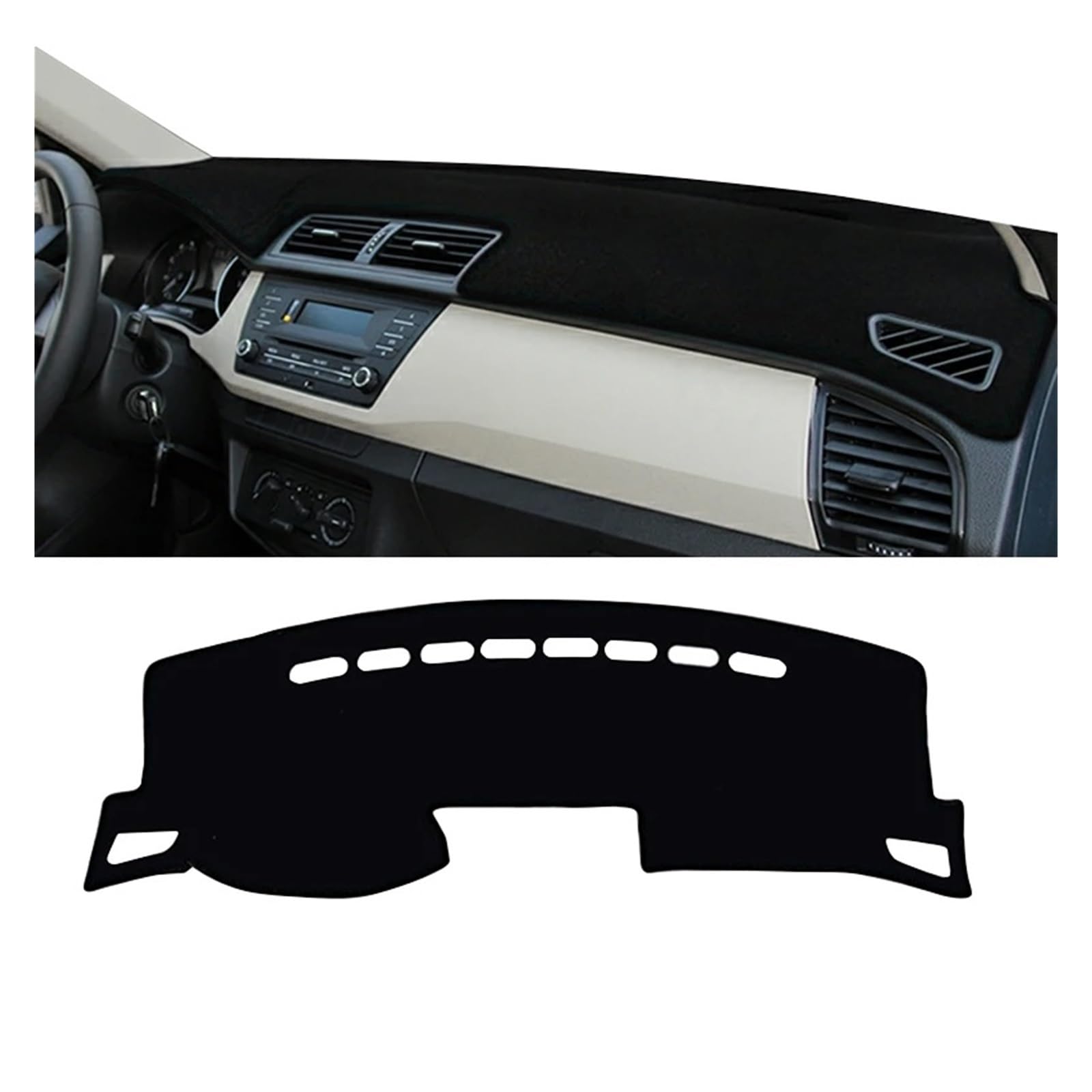 Funda para salpicadero Skoda Fabia 3 de 2015 a 2020 alfombrilla negra para coche 7
