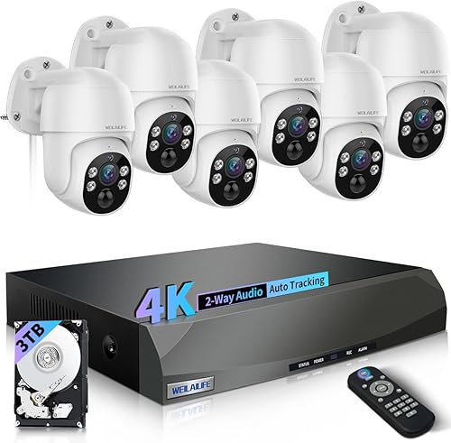 Miniatura 12 de 【Almacenamiento de 90 días y 4K Ultra HD】 Sistema de cámara de seguridad con cable, cámaras de seguridad POE para exteriores, sistema de cámara IP,