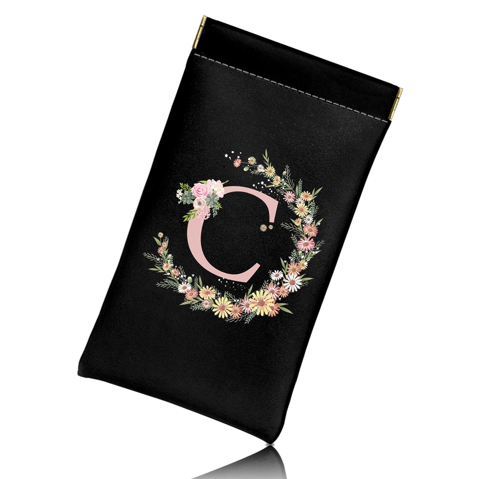 BHAHB Weich Brillenetui mit Anfangs Brief,aus PU-Leder mit Reinigungstuch Für blaue Lichtbrillen Sonnenbrille,niedliches Ästhetik für Frauen und Männer