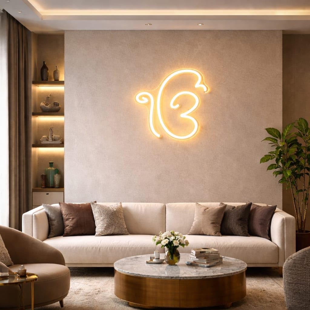 Ik Onkar Wall Neon Light – Warm Glow Spiritual Home Décor-image-18