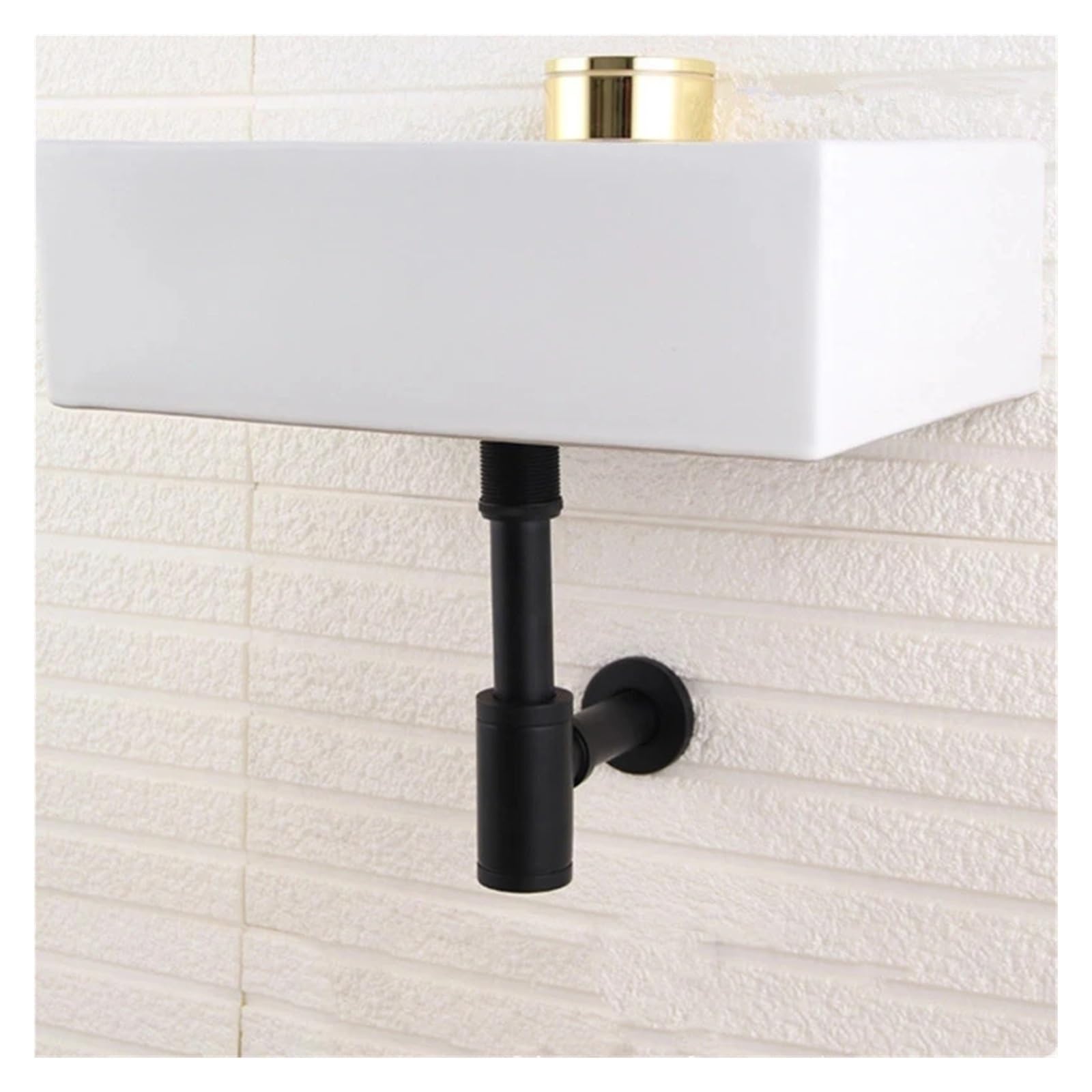 Ensemble de canalisations grises, Siphon rond en laiton, salle bains, vanité, tuyau lavabo, déchets avec pistolet vidange Pop-Up, 1 pièces Pour Bain(Black-1)