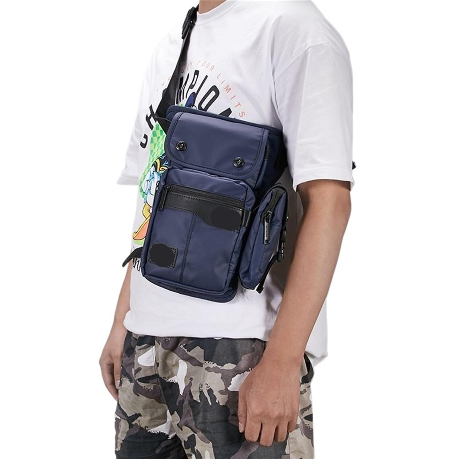 Riñonera de Pierna Riñonera de Lona for Hombre, diseño Impermeable, Informal, for Pierna, con Bolsillo en el Muslo for Motocicleta para Hombre(Blue)