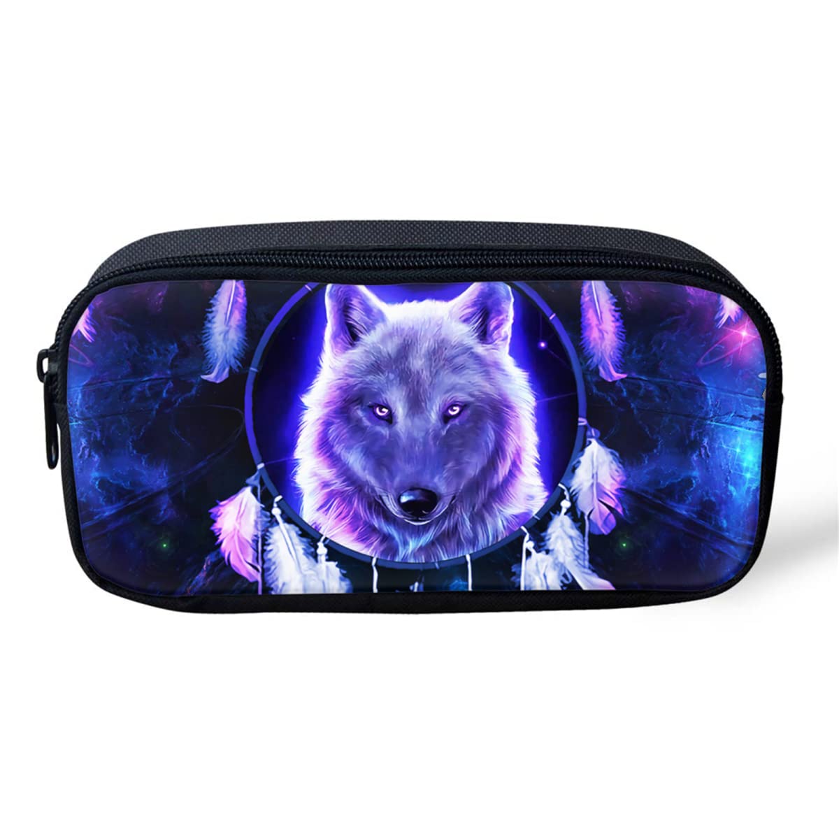 Belidome Dreamcatcher Wolf Kids Pencil Case Portable Pen Bag Organizer Tote