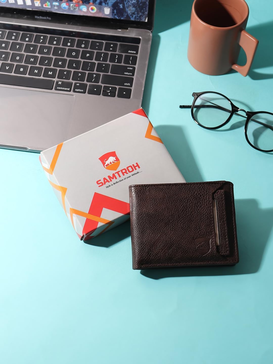 Classic Vegan Leather Bifold Wallet for Men, 6 Card Slots with ATM Slider Design, Multiple Compartments, Coin Pocket and ID Holder, Brown AM, Standard, Men Wallet image 4