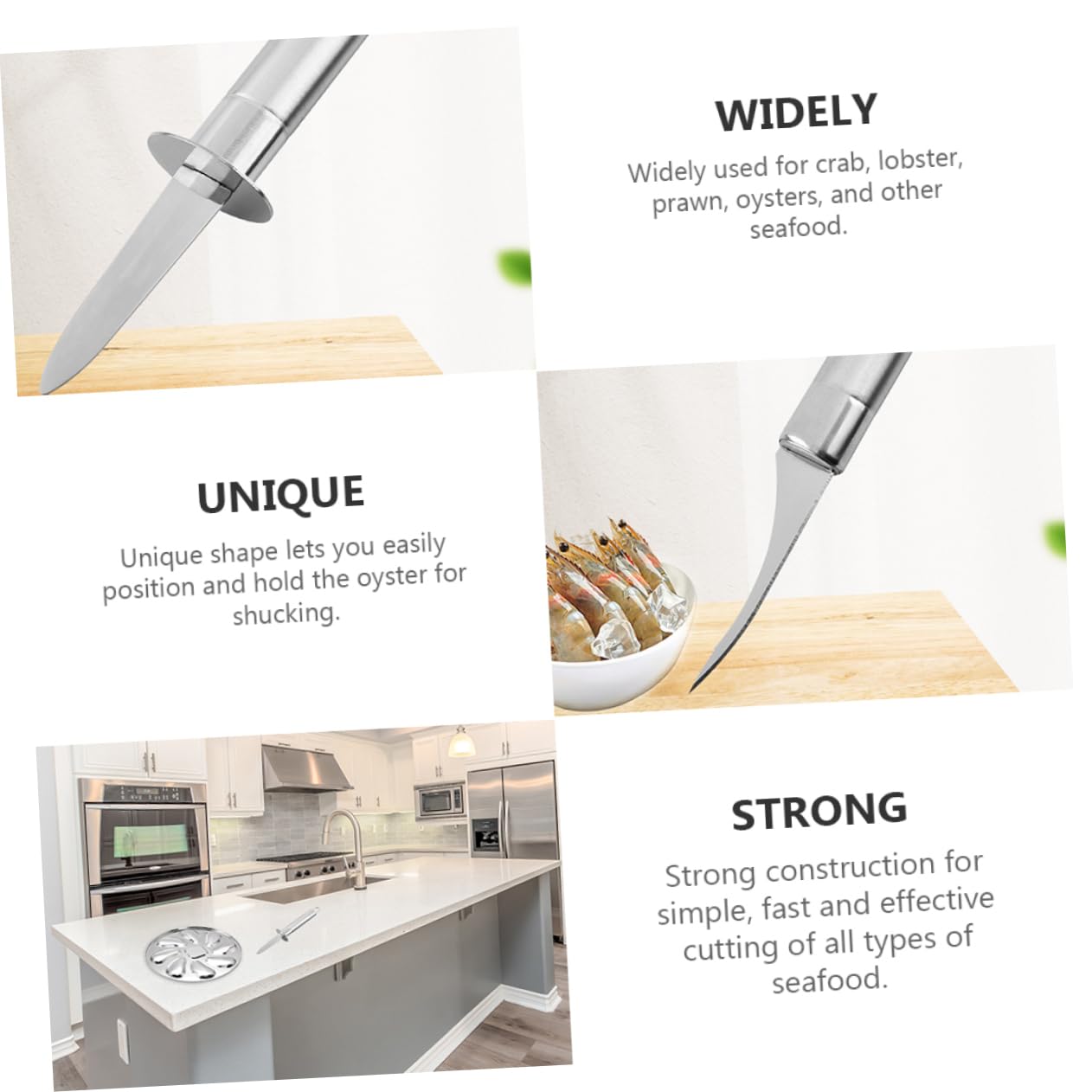 OKUMEYR 2Pcs Open Shell Tool Stainless Steel Seafood Shucker Shrimp Line Cleaner Ergonomic Non Slip Handle for Effortless Shellfish Cleaning for Oysters Clams