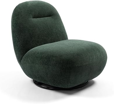 Luxury Modern Swivel Accent Chair, Tight Back Ice Flower Velvet Sofa Chair, Minimalist Style Comfy Single Cloud Chair Armless Cozy for Living Room Apartment Reception Space