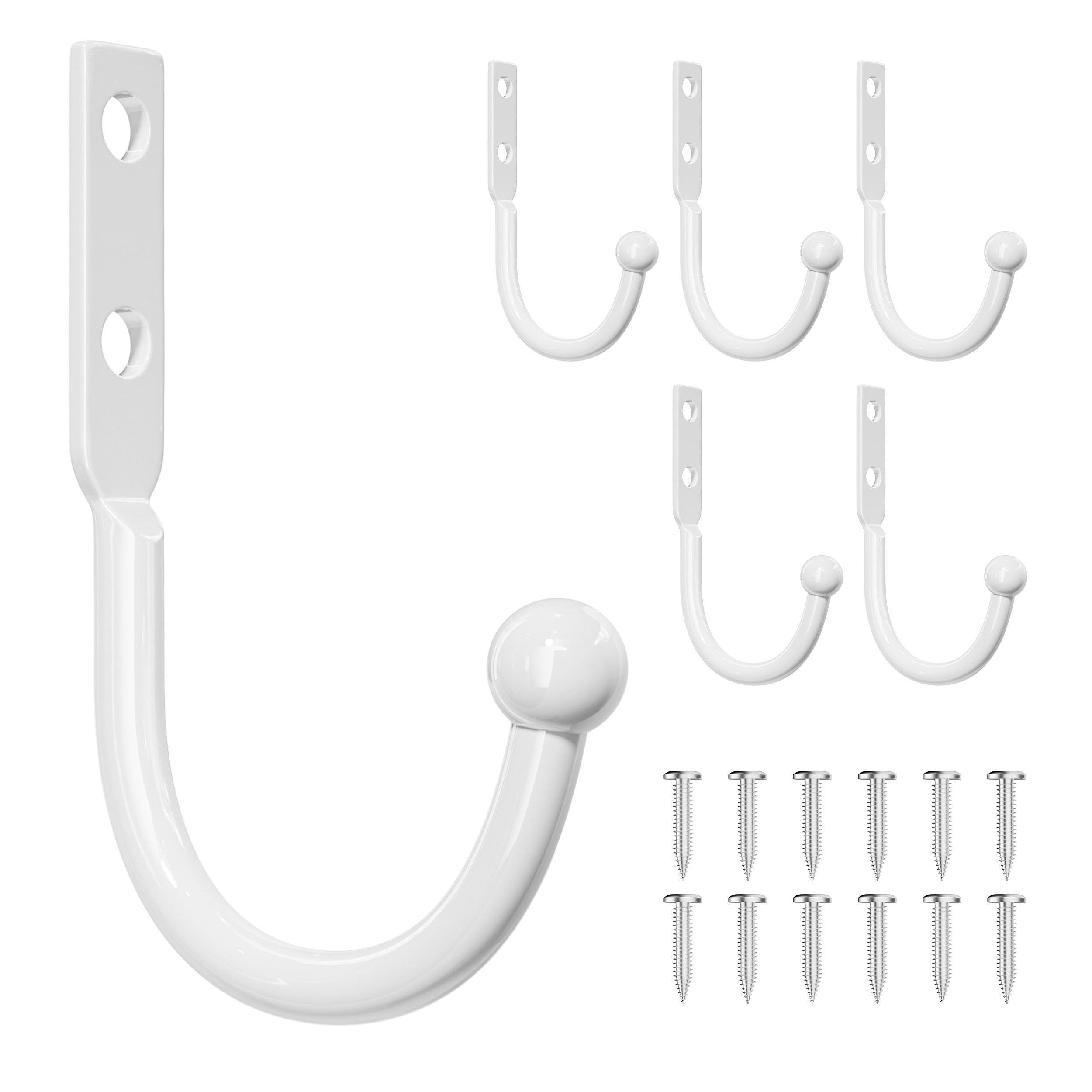 Photo 1 of jockcaras 6 Pack Wall Hooks?Metal Hooks Hold up to 45 Lbs?Hooks Wall Mount for Hanging Towel/Coat/Bag/Keys/Cups?Ideal for Bathroom?Outdoor?Closet?Kitchen?Garage?White