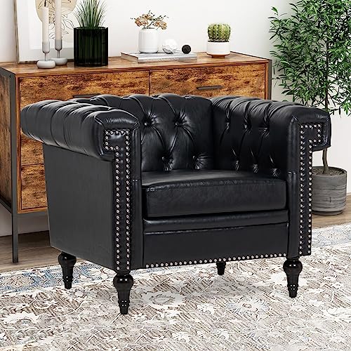 Sillón Chesterfield Plegable Negro miniatura 3