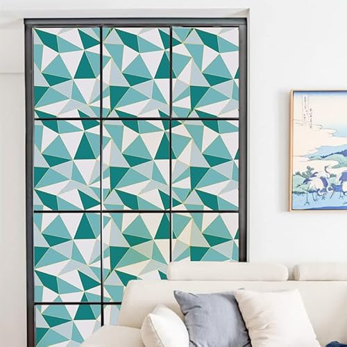 Dktie Modern Geometric Pattern Window Privacy Film Static Cling No Glue Stained Glass Window Film Suitable For Living Room Office (139, 17.7 X 78.7 Inches) #TOP4