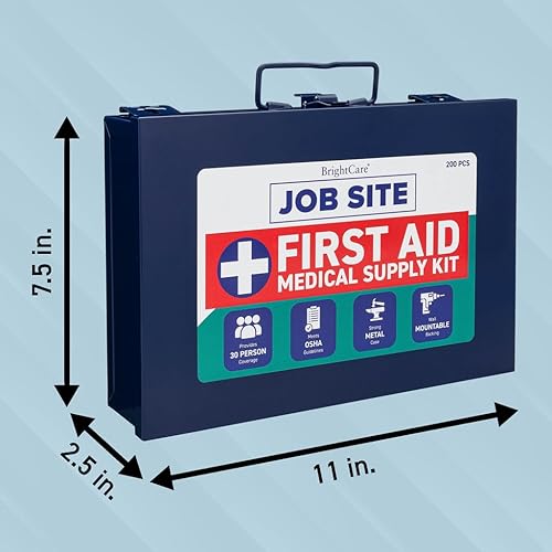 Miniatura 9 de Kit de primeros auxilios de caja metálica para el lugar de trabajo y contratistas  Cumple con OSHA, funda resistente para camiones de trabajo,