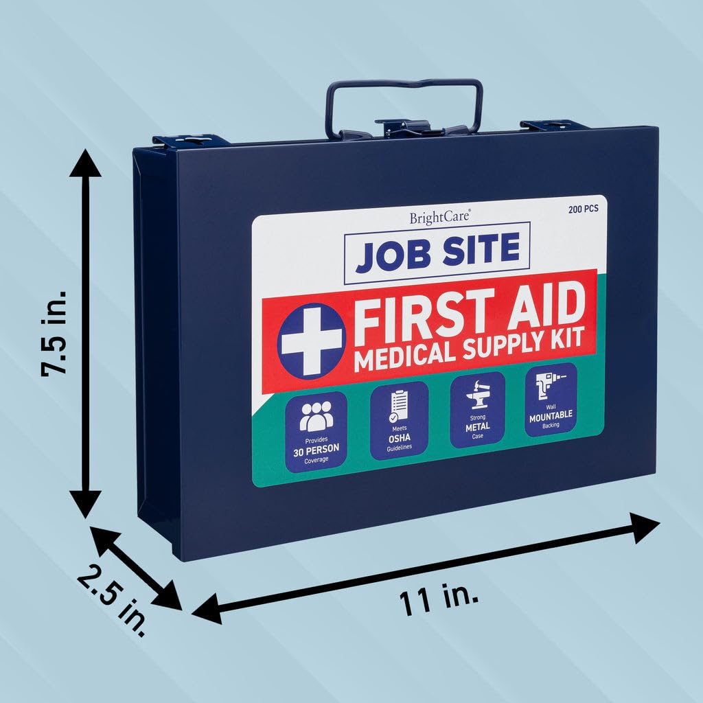 Kit de primeros auxilios de metal para el lugar de trabajo y contratistas, cumple con OSHA, estuche resistente para camiones de trabajo, flotas, renovaciones, industriales y construcción, kit de