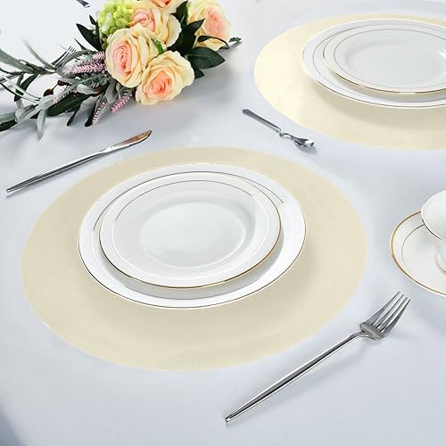 Miniatura 6 de FJDENG Manteles individuales redondos de color crema, lavables, de poliéster, resistentes a la abrasión, antideslizantes, resistentes al calor,