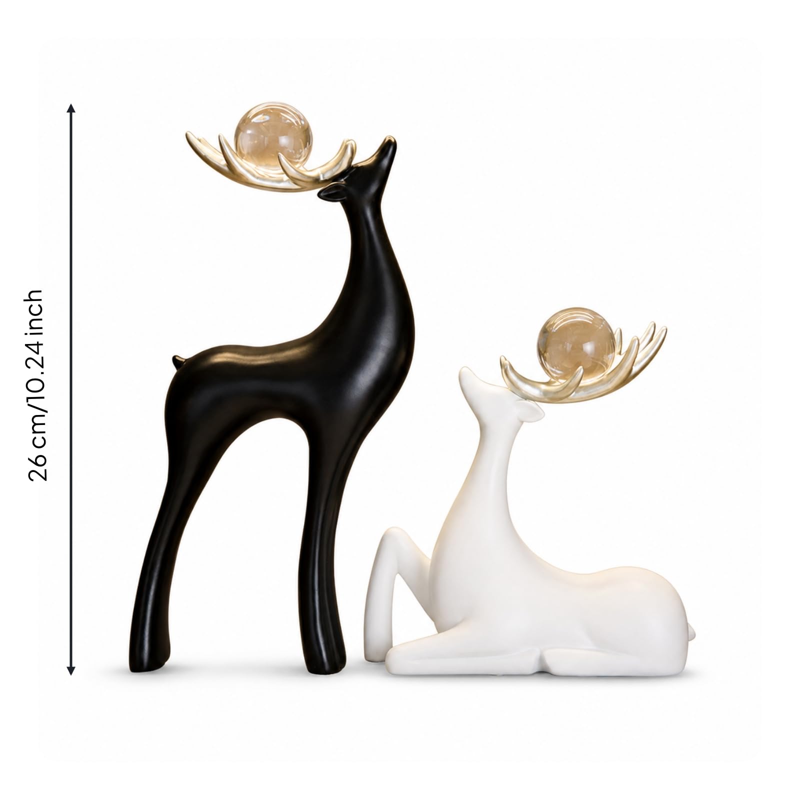 2 Pezzi Statuette di Animale con Sfera Moderno Statuine Decorative Scultoreo Sculture per Soggiorno, Ingresso