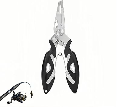 Multitool Fishing Pliers, Stainless Steel Multi-Tool with Spring-Loaded Design, Anti-Slip Grip, Line Cutter, Hook Remover for Saltwater Fishing