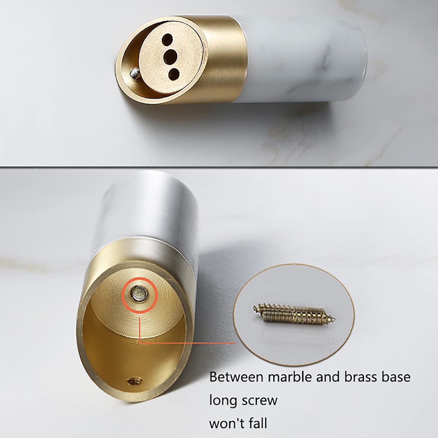 Coat Hooks Brushed Gold Robe Hook Wall Mounted Brass and Marble Towel Hook Heavy Duty Shower Hook for Kitchen, Home, Office, Dual Installation