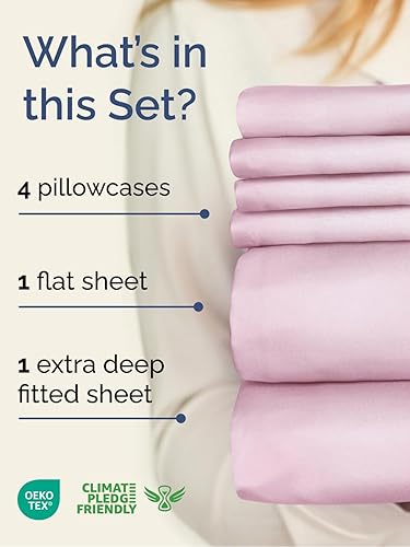 Miniatura 2 de Juego de sábanas de tamaño California king, transpirables, refrescantes, con esquinas extraprofundas de 18-24 pulgadas, de ajuste fácil,