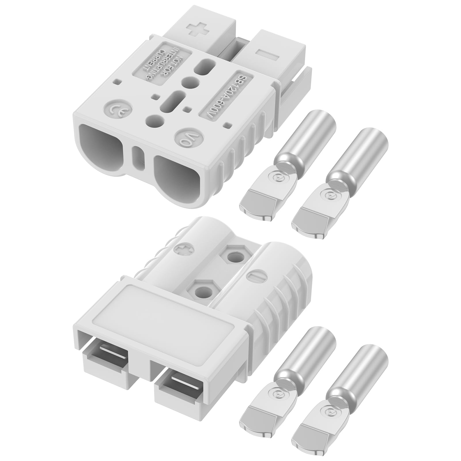 Anderson Connector 120A 600V Battery Quick Connect/Disconnect for 2-6 AWG Cables, Anderson Plug for Winch, Trailer, RV, Forklift (Gray, 2 PCS) - 1