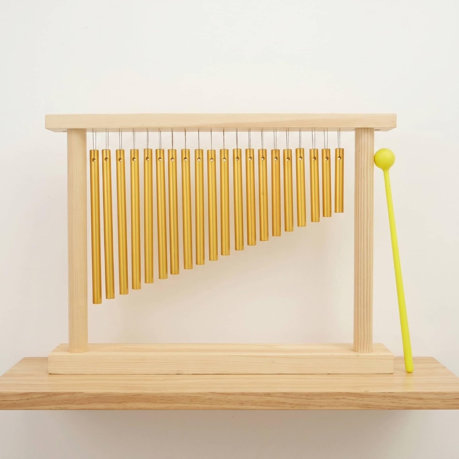 Carillon en Aluminium Doré à 20 Tubes Accordés avec Maillet pour Décoration Jardin et Patio