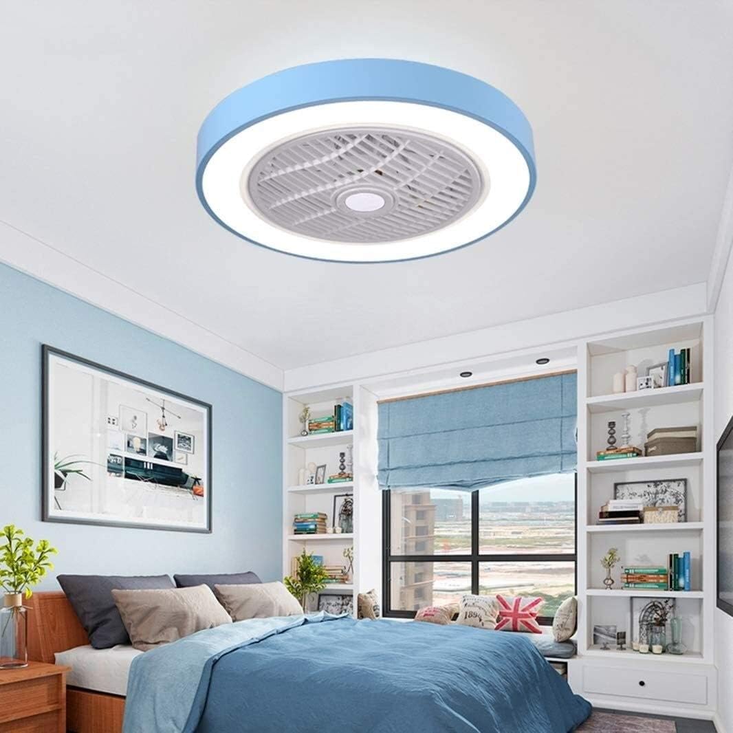 YUEGOO Chandeliers,46W Led Ceiling Light with Fan 3 Color Changeable Ceiling Fan Lights with Remote Control, Adjustable Speed Fan Lighting for Living Room Dining Room Bedroom Hallway, Blue